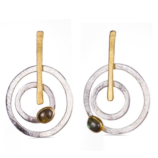 Drop Circle Labradorite Earrings