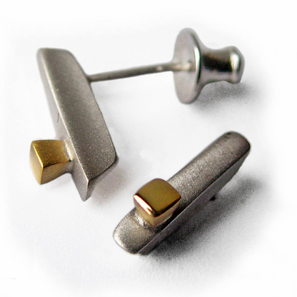Silver 18ct Ingot Earrings