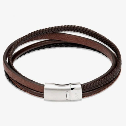 Dark Brown Four Row Leather Bracelet