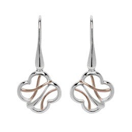 Sterling Silver Drop Earrings with Rose Gold Plating