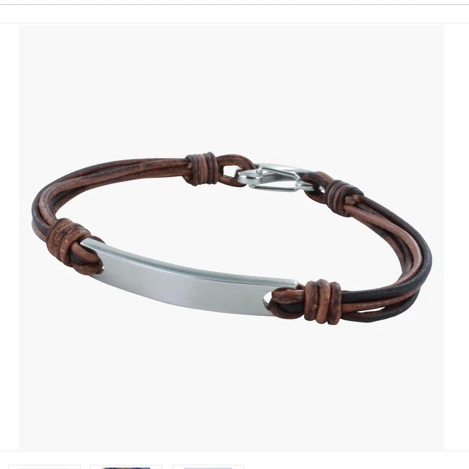 Leather ID Brown Bracelet