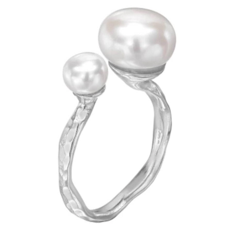 Double White Freshwater Pearl Ring