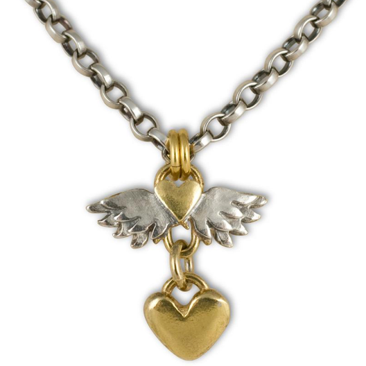 Classic Winged Heart Drop Necklace