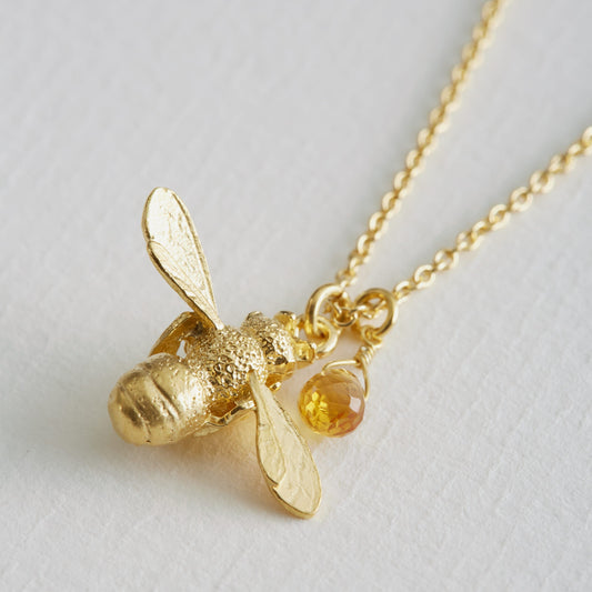 Honeybee and Citrine Necklace