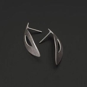 Silver Etched Petal Stud Earrings