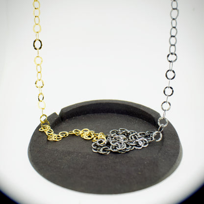 “Goldener Schnitt” Oxidised Silver and Golden Necklace