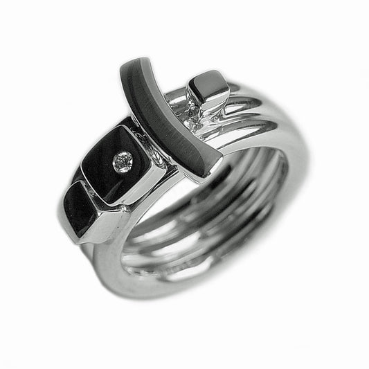 Silver Diamond Stacking Ring Set